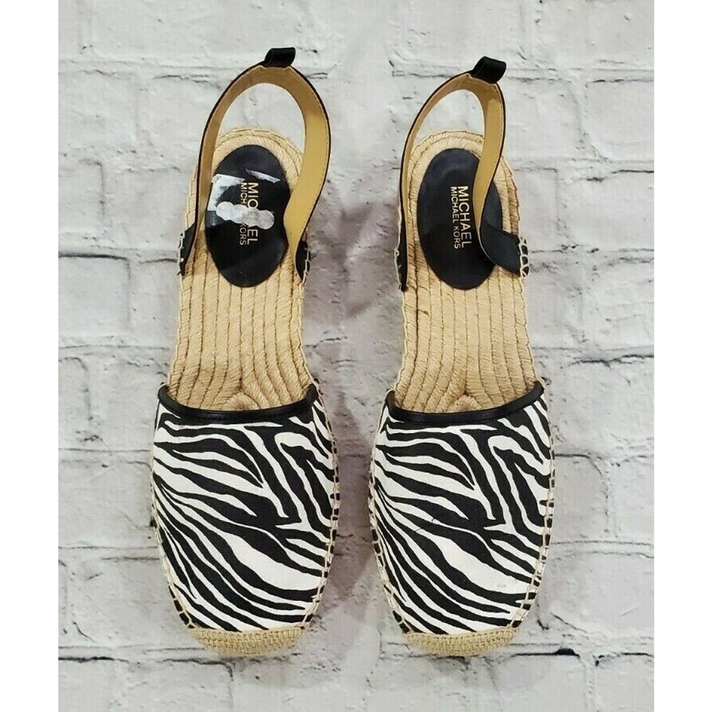 Michael Kors Lenny Ankle Strap Espadrille Flats Zebra WOMENS SIZE 9.5 - Picture 2 of 7